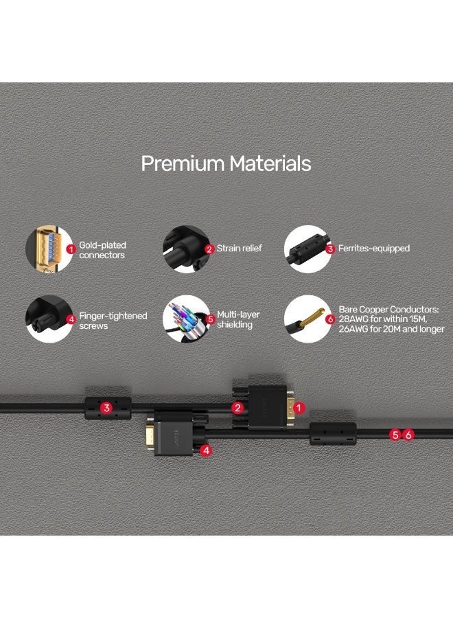 يوني تيك VGA 15-Pin Monitor Cable – 1080P Full HD, Gold-Plated, EMI Shielded - Image 5